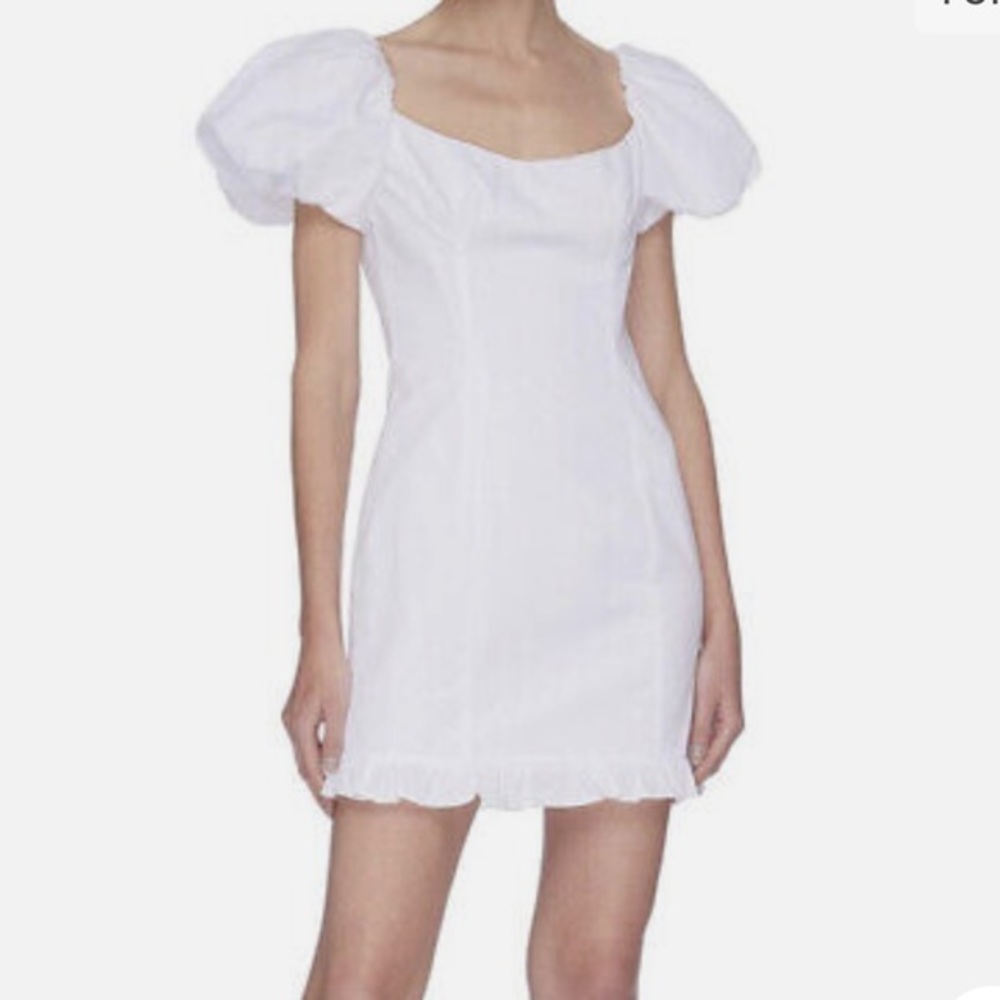 White Puff Sleeve Mini Dress - Classic Feminine Style